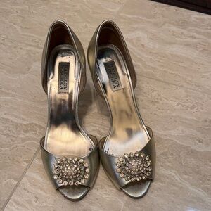Badgley Mischka Metallic Embellished Heels